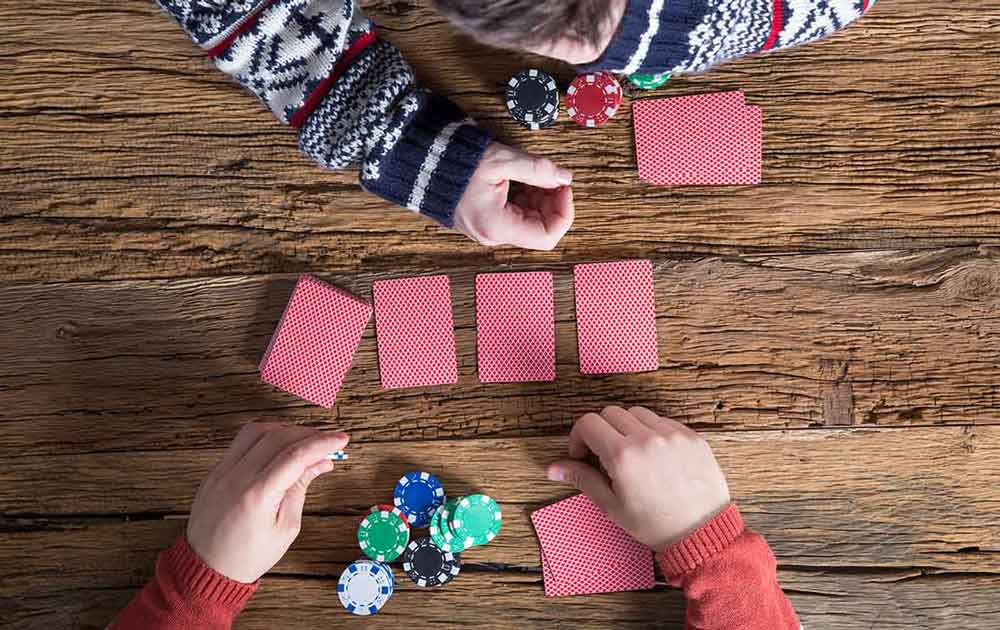 Playing poker at home with friends