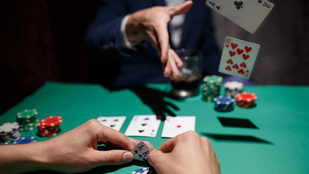 Man Throwing Cards Folding