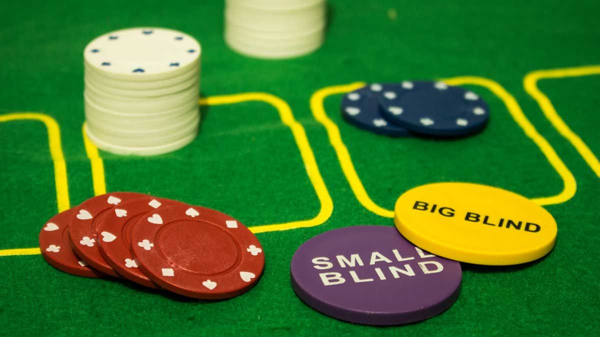 Big blind and small blind buttons with poker chips