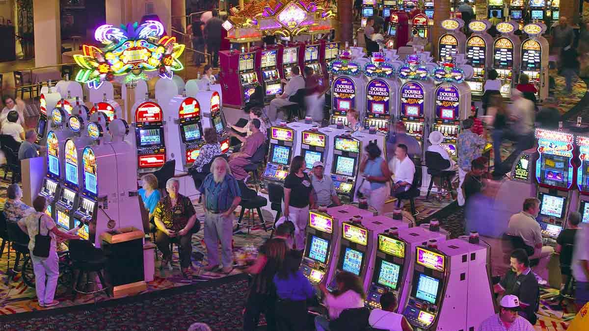 Row of Slots Machines in Las Vegas Casino