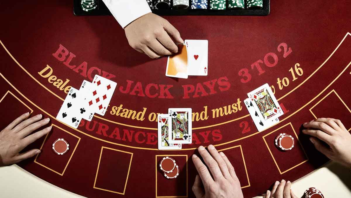 A active blackjack table with a dealer